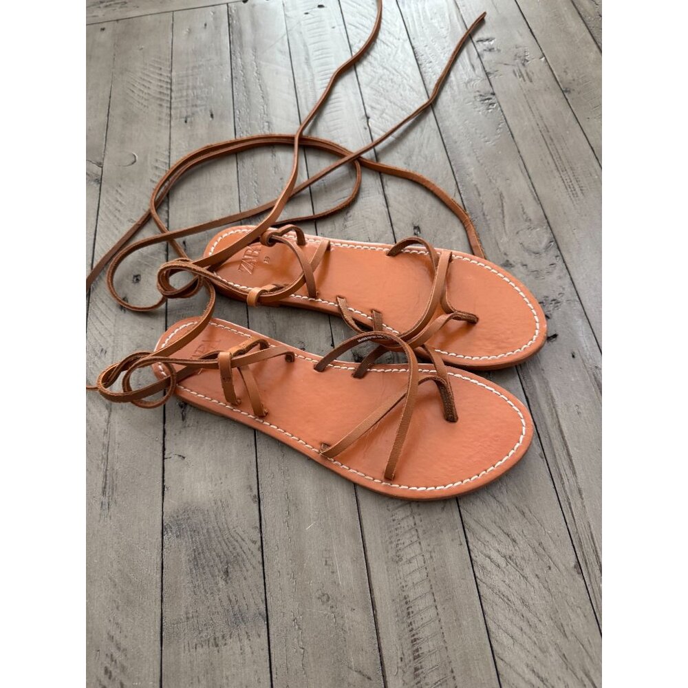 Zara Tan Strappy Sandals - Picture 5 of 6